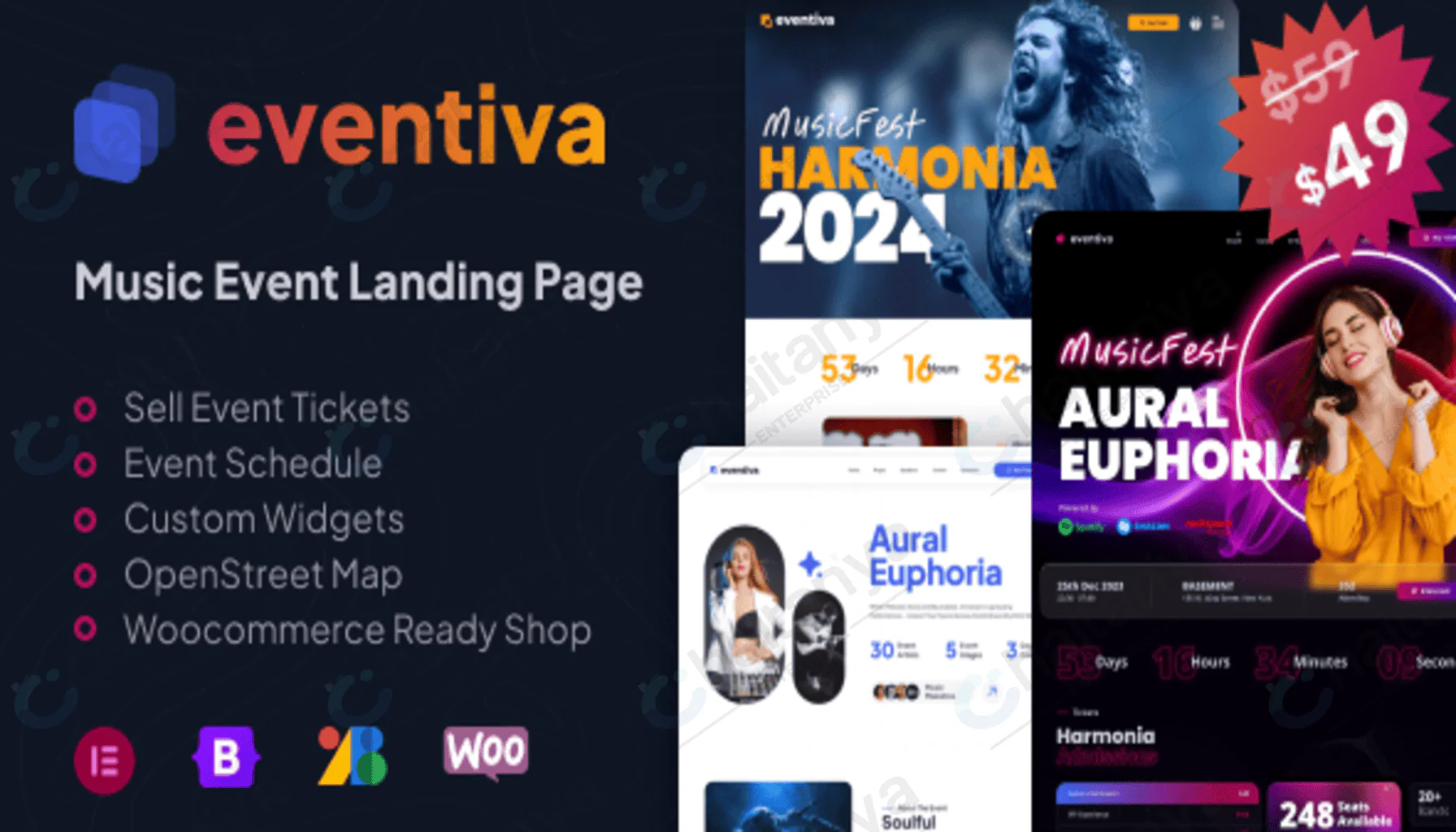 Eventiva v1.1.2 - Music & Bands Events Landing Page WordPress Theme